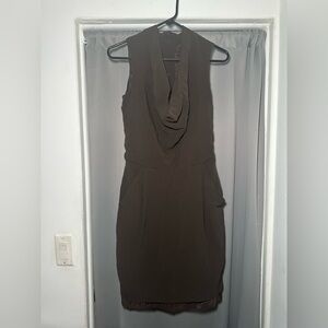 Lafayette 148 New York Brown Draped Cowl Neck Dress Size 6